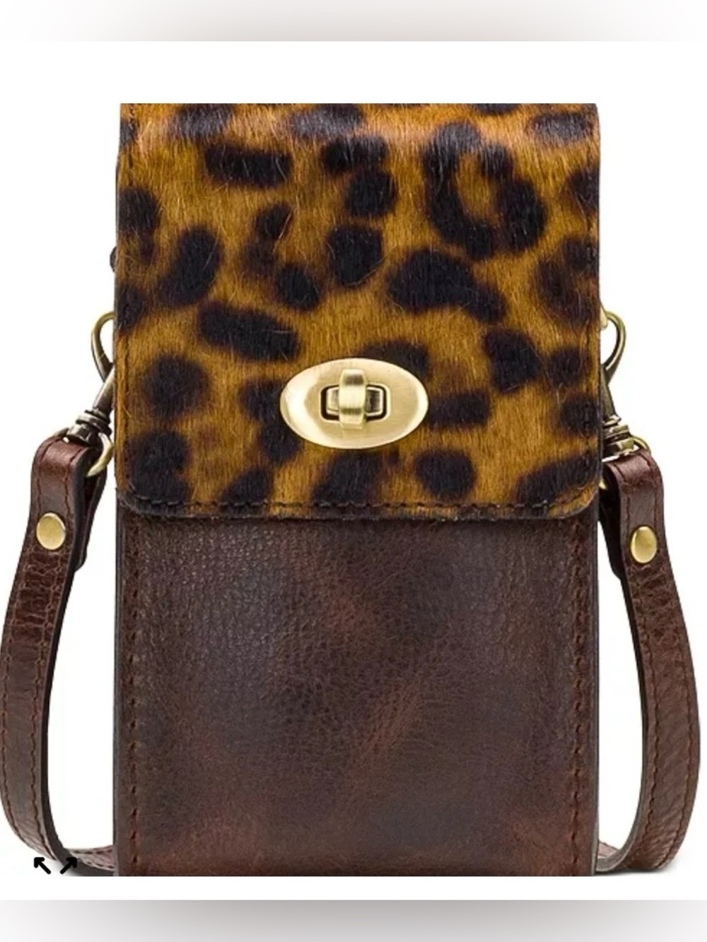 Patricia Nash Leopard-Print and Brown cowhide Crossbody purse Pouch